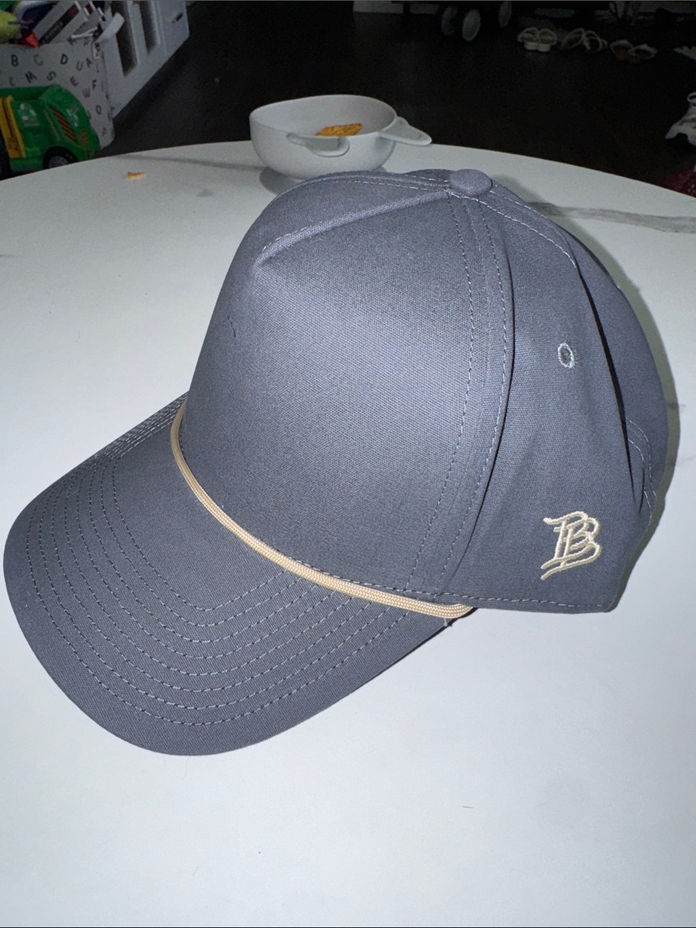Blank Men's navy Baseball Cap with Tan Accent